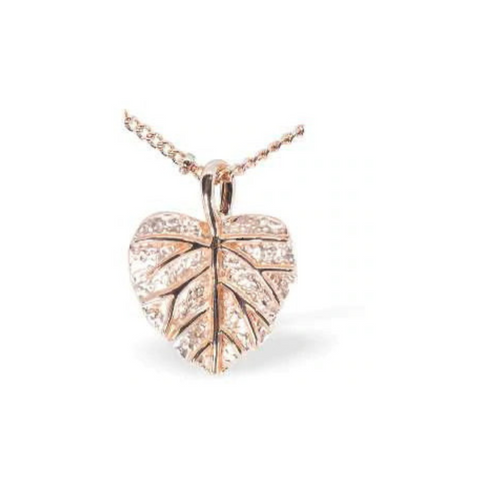 Byzantium Collection Warm Rose Gold Coloured Leaf Necklace - Gift Boxed