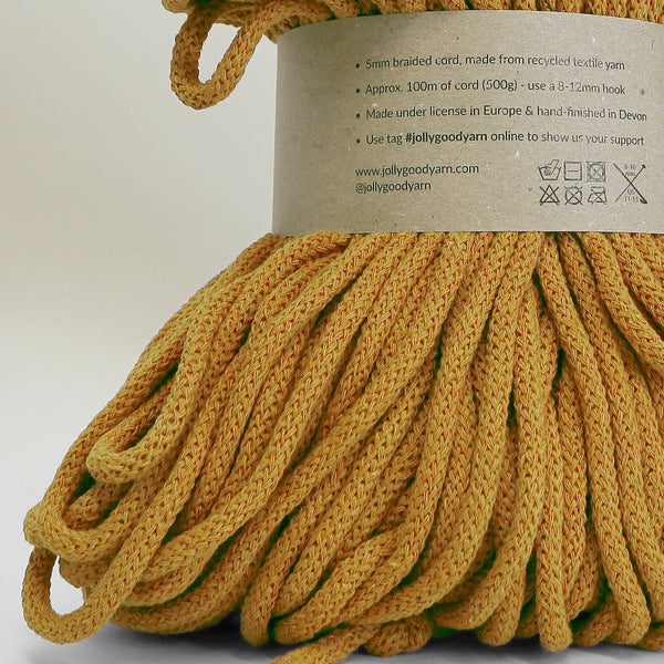 5mm Honiton Yellow recycled cotton macrame cord (100m)