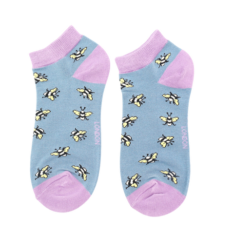 Miss Sparrow Bumble Bee Scattered Trainer Socks Denim