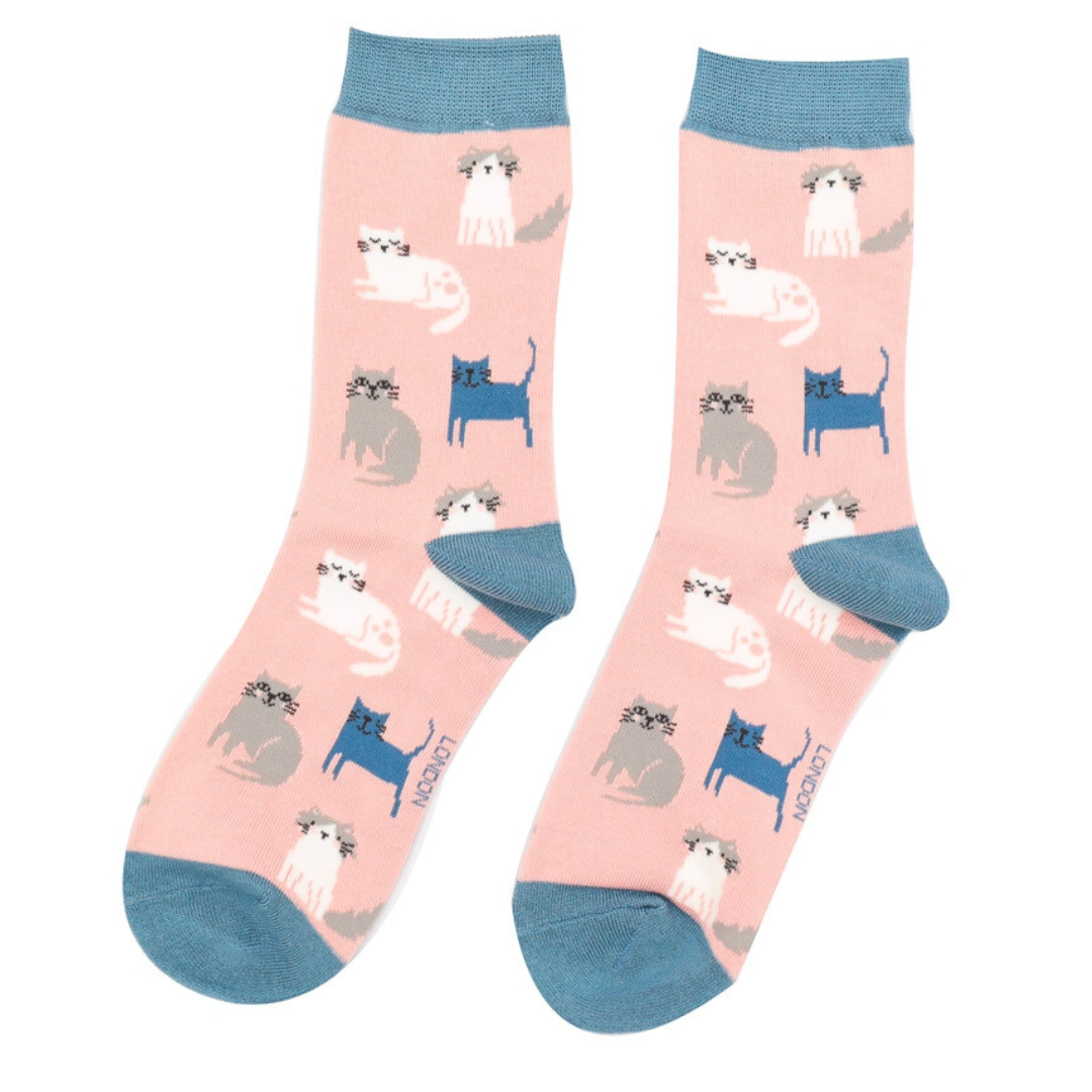 Miss Sparrow Cute Kitten Socks Dusky Pink