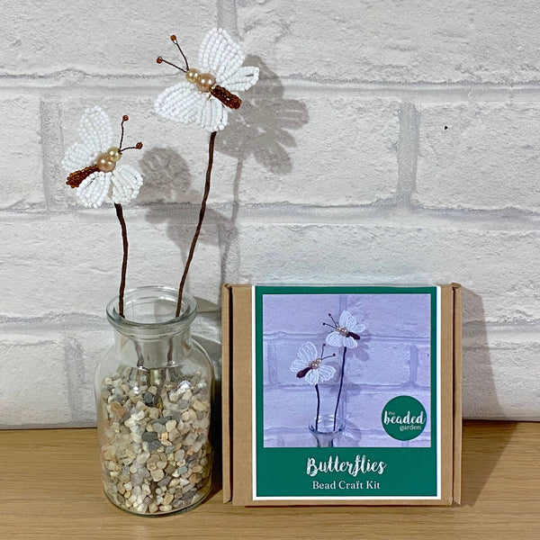 Butterflies White Bead Craft Kit - A creative gift.