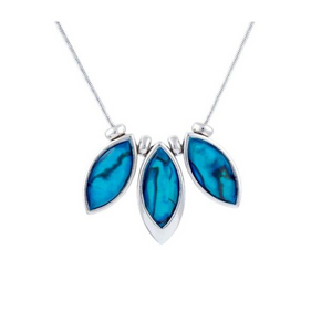 Byzantium Collection  Paua Shell Triple Drop Necklace, Rhodium Plated - Gift Boxed