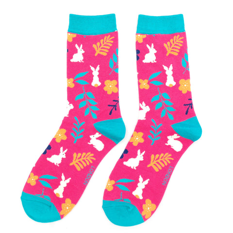 Miss Sparrow Bunnies Socks Fuchsia