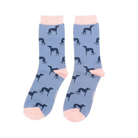 Miss Sparrow Cute Greyhounds Socks Denim