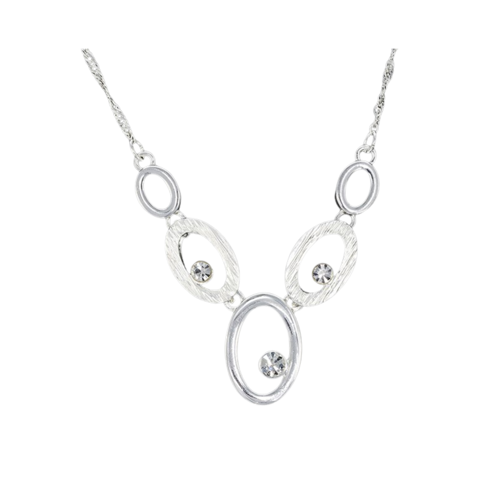 Equilibrium Silver Ice Silver Plated Modern Necklace - Gift Boxed