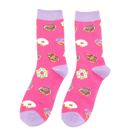 Miss Sparrow Doughnuts Socks Bright Pink