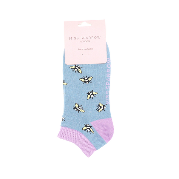 Miss Sparrow Bumble Bee Scattered Trainer Socks Denim