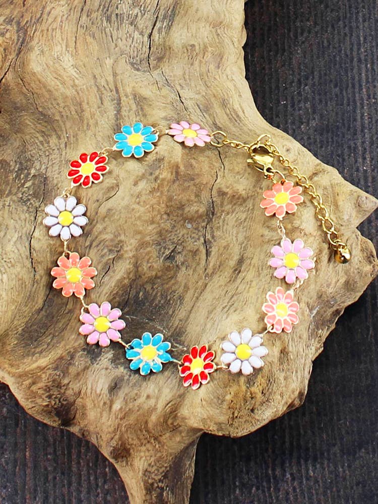 ENAMEL FLOWER BRACELET [GOLD-PLATE]