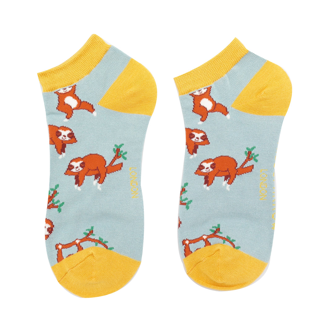 Miss Sparrow Sloths Trainer Socks Duck Egg