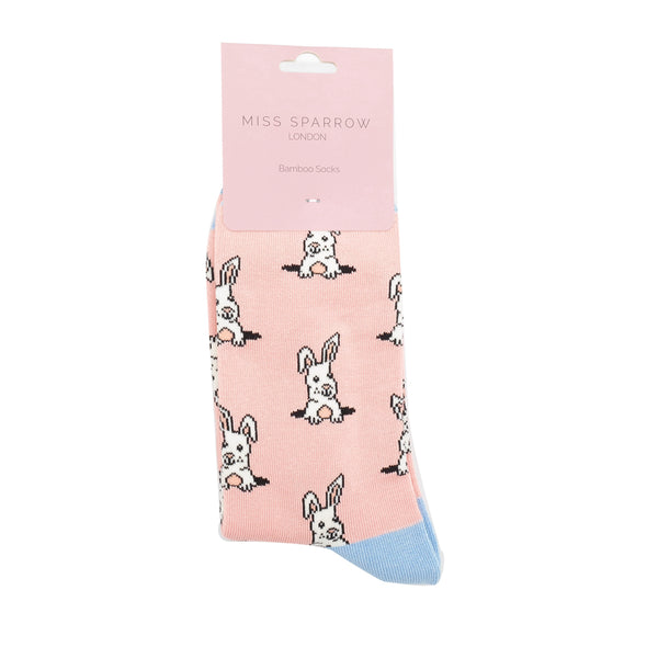 Miss Sparrow Peek a Boo Bunnies Socks Dusky Pink