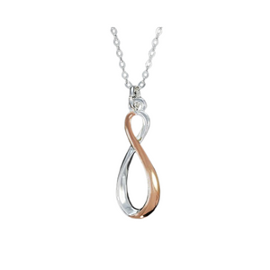 Equilibrium  Polished Two Tone Double Loop Necklace- Gift Boxed