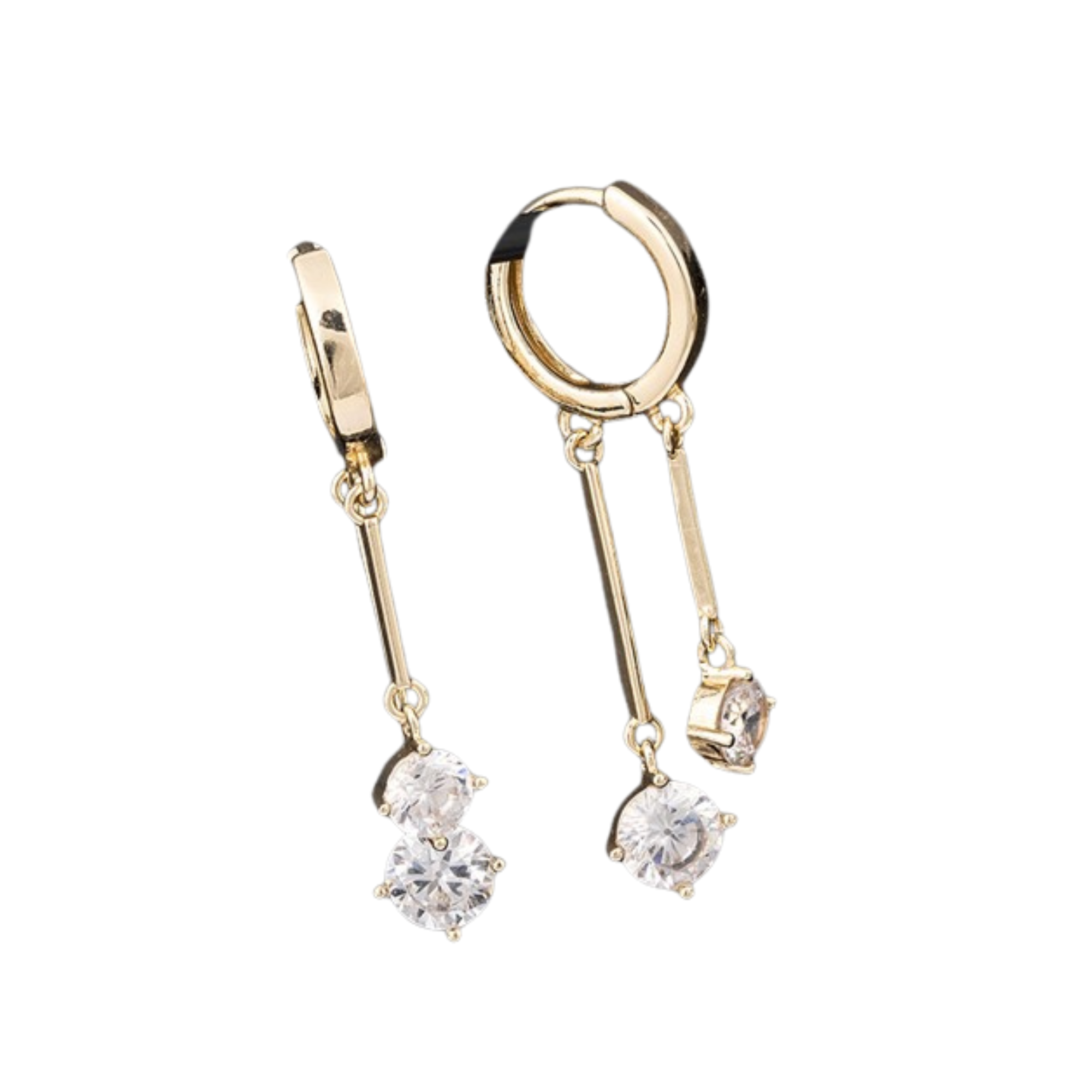 Equilibrium Double Crystal Drop Gold Plated Earrings - Gift Boxed