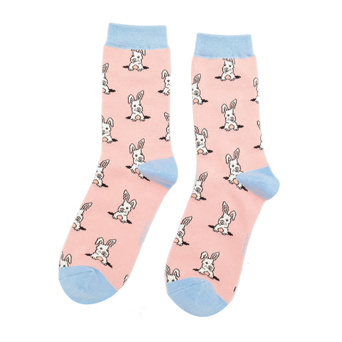 Miss Sparrow Peek a Boo Bunnies Socks Dusky Pink