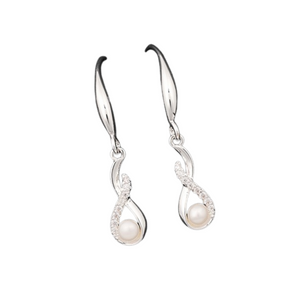 Equilibrium Eternity Fresh Water Pearl Silver Plated Earrings - Gift Boxed