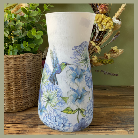 Handmade Blue Hummimg Bird Vase