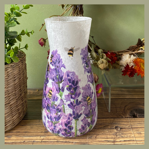 Handmade Lavender and Bee Vase