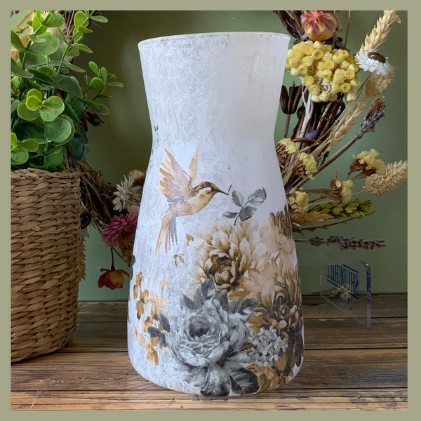 Handmade Caramel and Greys Hummimg Bird Vase