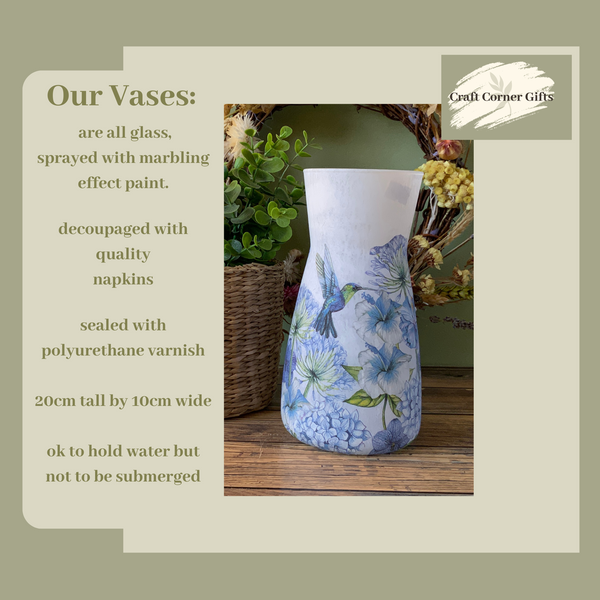 Handmade Blue Hummimg Bird Vase