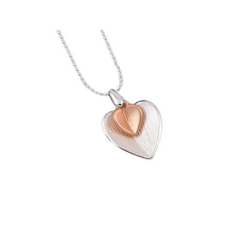 Equilibrium Matt SP RGP Heart Necklace - Gift Boxed