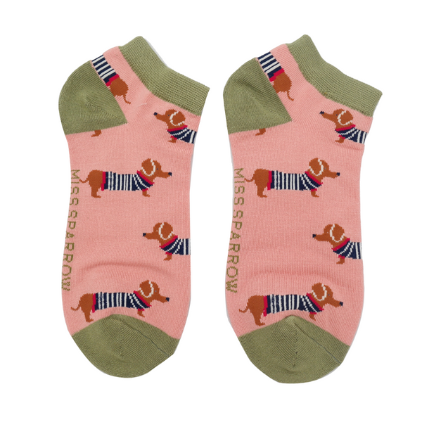 Miss Sparrow Parisian Pups Trainer Socks Dusky Pink