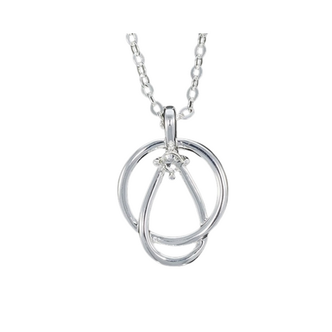 Equilibrium Pure Elegance Circle Teardrop Silver Plated Necklace - Gift Boxed