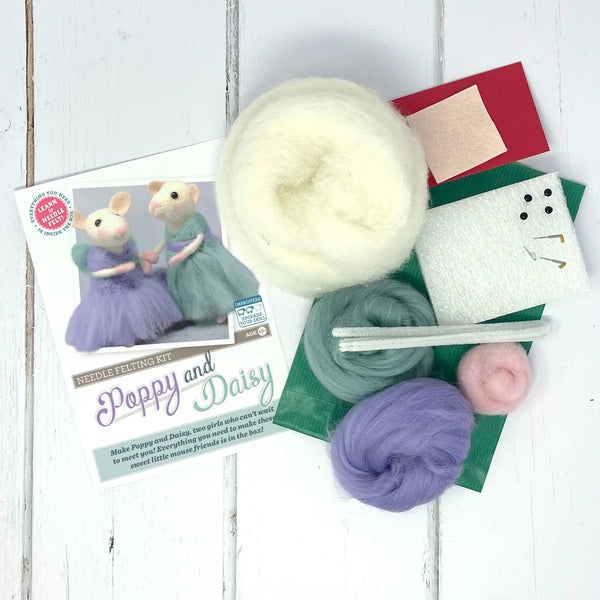 The Craft Kit Co. Poppy & Daisy Mice Needle Felting Craft Kit