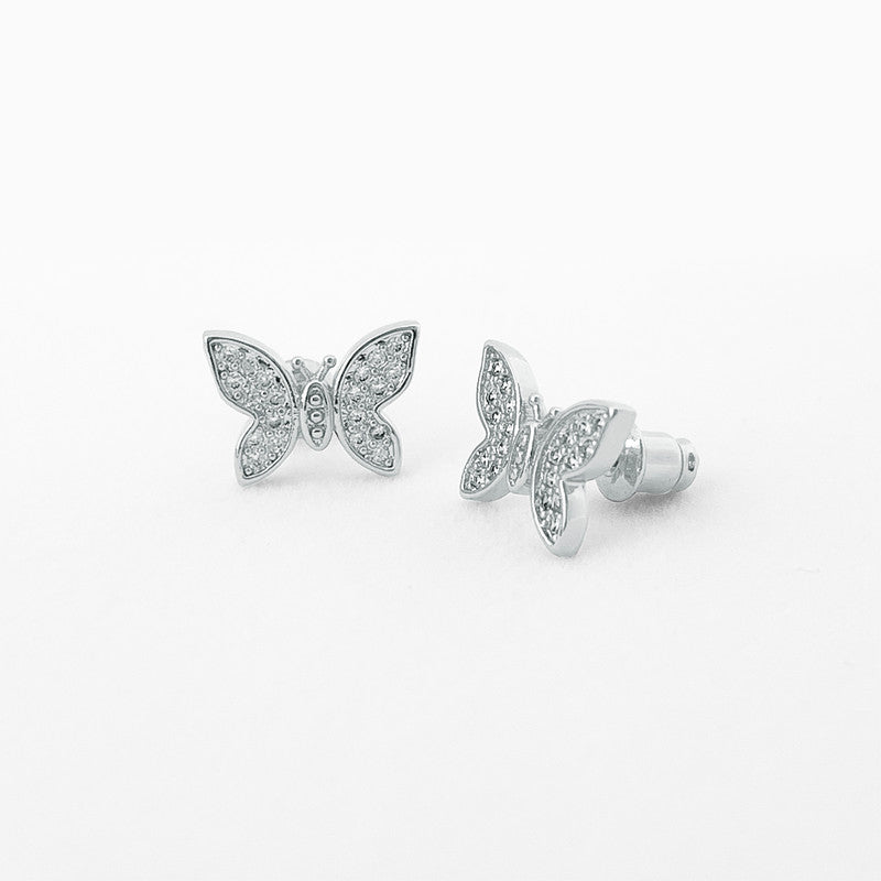 LIFE CHARMS BUTTERFLY SILVER STUD EARRINGS