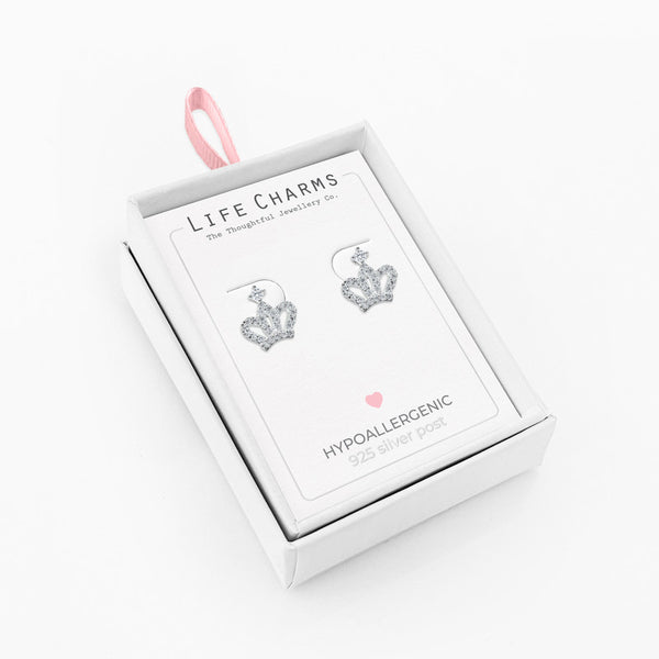 LIFE CHARMS CROWN SILVER STUDS