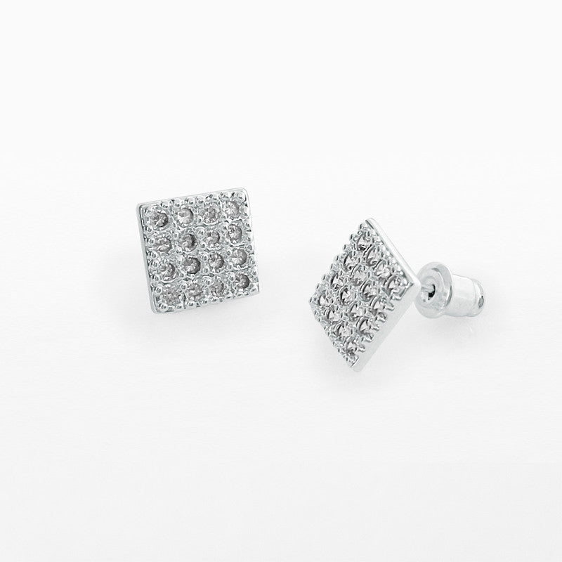 LIFE CHARMS CRYSTAL SQUARE STUD EARRINGS