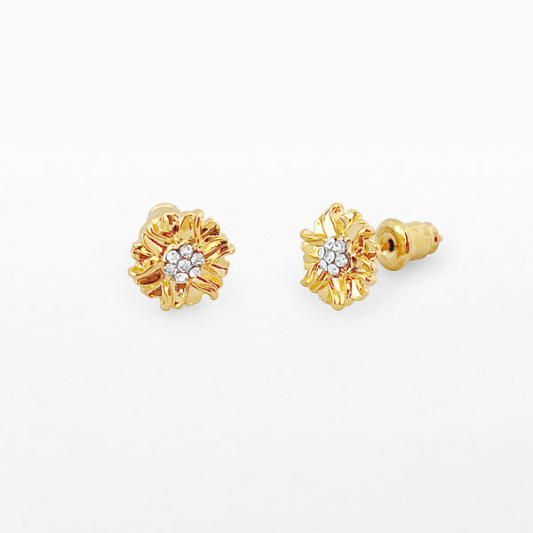 LIFE CHARMS GOLD FLOWER STUD EARRINGS