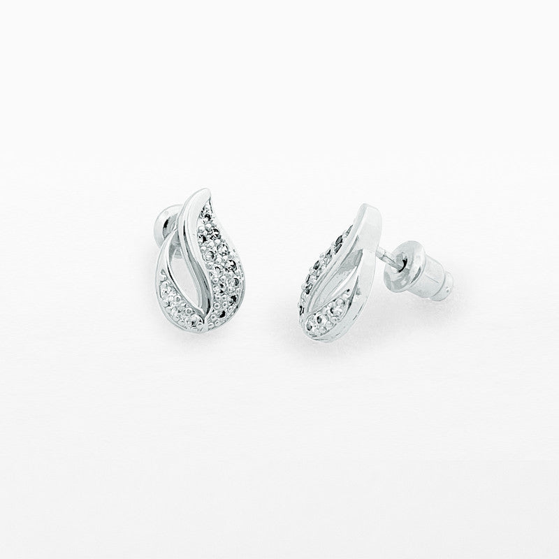 LIFE CHARMS DIAMOND SILVER DROP STUD EARRINGS