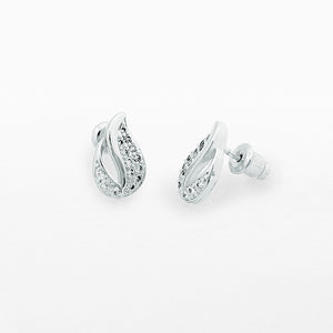 LIFE CHARMS DIAMOND SILVER DROP STUD EARRINGS