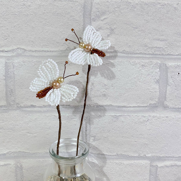 Butterflies White Bead Craft Kit - A creative gift.