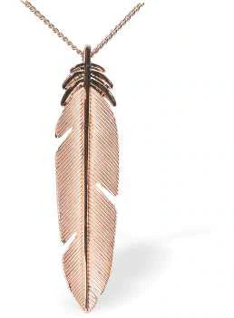 Warm Rose Gold Coloured Feather Necklace by Byzantium.