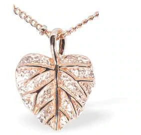 Warm Rose Gold Coloured Leaf Necklace by Byzantium.